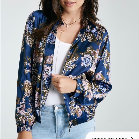 floral satin bomber jacket